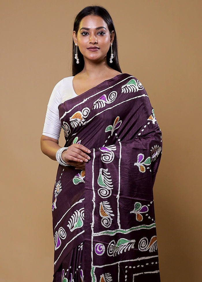 Purple Dupion Silk Saree With Blouse Piece