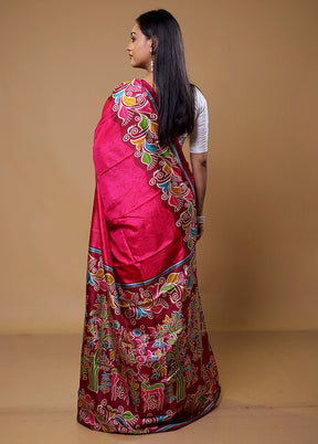 Pink Dupion Silk Saree With Blouse Piece