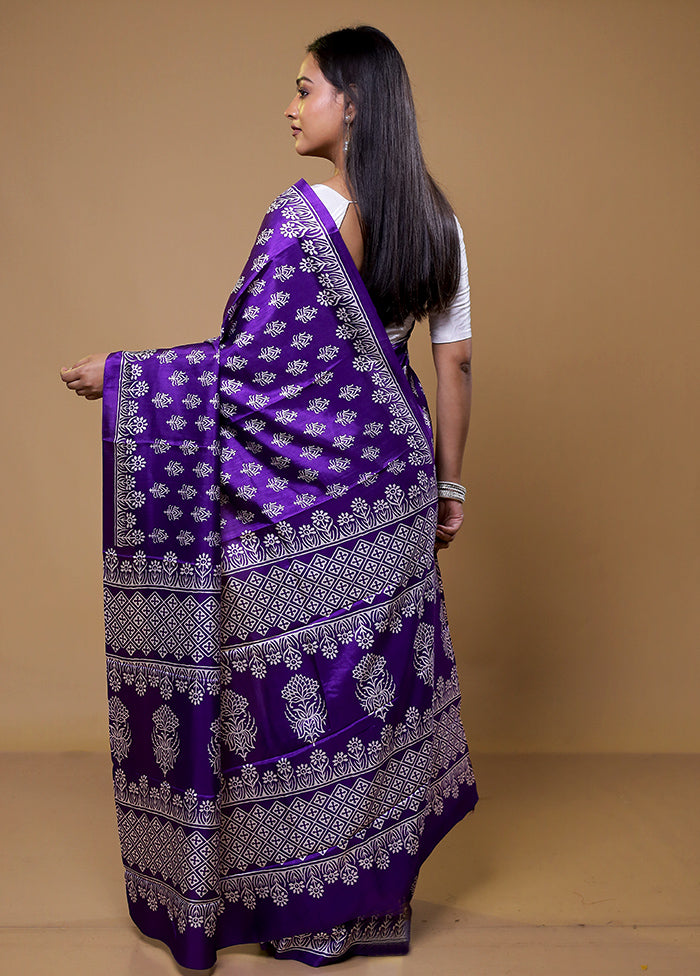 Purple Dupion Silk Saree With Blouse Piece