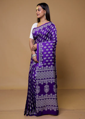 Purple Dupion Silk Saree With Blouse Piece