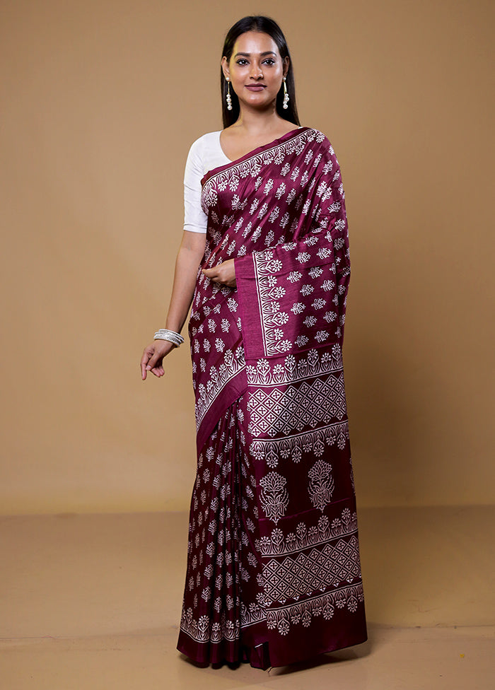 Purple Dupion Silk Saree With Blouse Piece