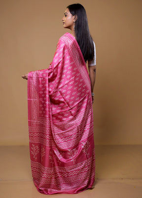 Pink Dupion Silk Saree With Blouse Piece