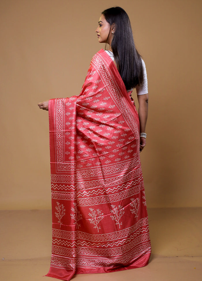 Pink Dupion Silk Saree With Blouse Piece