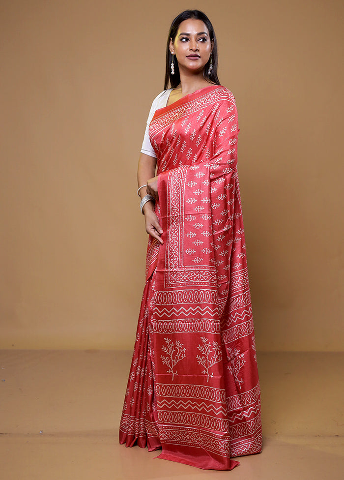 Pink Dupion Silk Saree With Blouse Piece