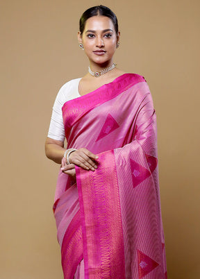 Pink Dupion Silk Saree With Blouse Piece