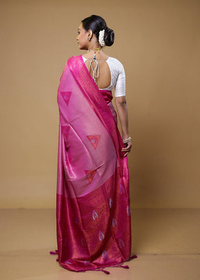 Pink Dupion Silk Saree With Blouse Piece