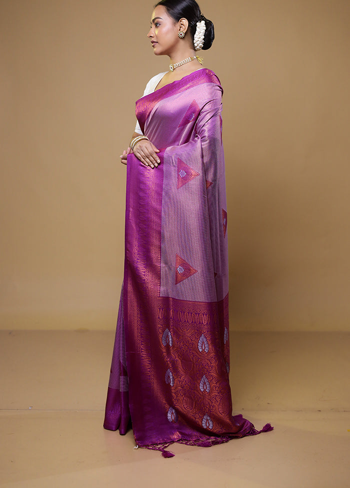 Pink Dupion Silk Saree With Blouse Piece