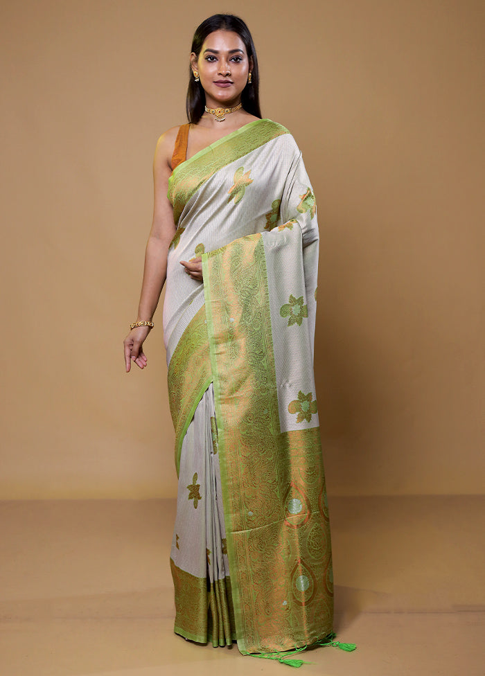 Cream Dupion Silk Saree With Blouse Piece