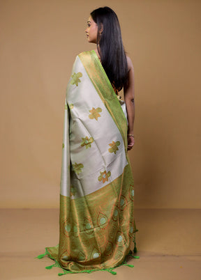 Cream Dupion Silk Saree With Blouse Piece