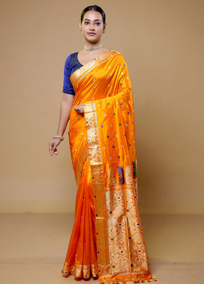 Yellow Handloom Assam Pure Silk Saree With Blouse Piece