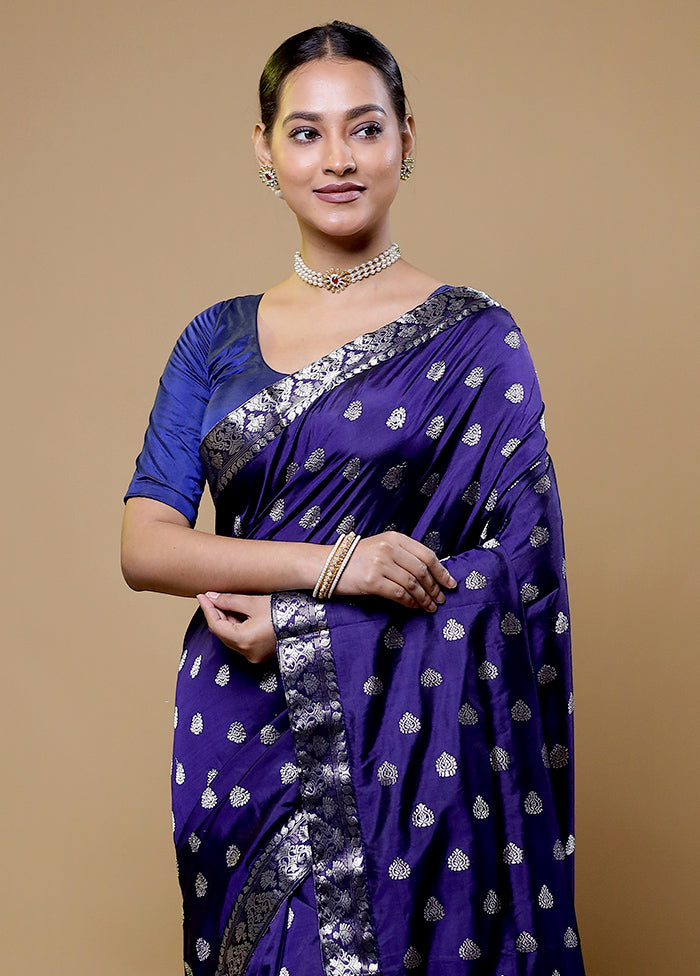 Blue Handloom Assam Pure Silk Saree With Blouse Piece