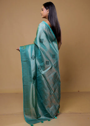 Green Dupion Silk Saree With Blouse Piece