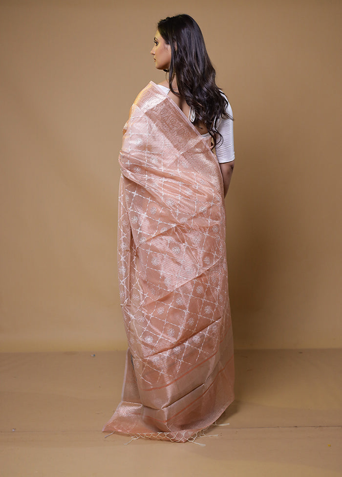 Pink Tissue Silk Saree With Blouse Piece