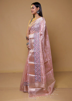 Pink Tissue Silk Saree With Blouse Piece