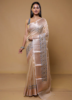 Cream Tissue Silk Saree With Blouse Piece