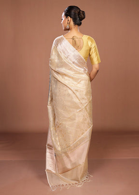 Cream Tissue Silk Saree With Blouse Piece