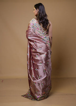 Purple Tissue Silk Saree With Blouse Piece