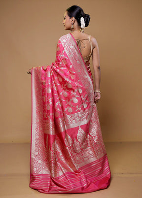 Pink Uppada Silk Saree With Blouse Piece