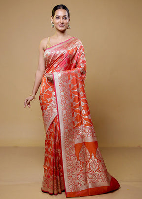 Orange Uppada Silk Saree With Blouse Piece