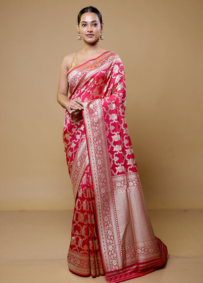 Pink Uppada Silk Saree With Blouse Piece