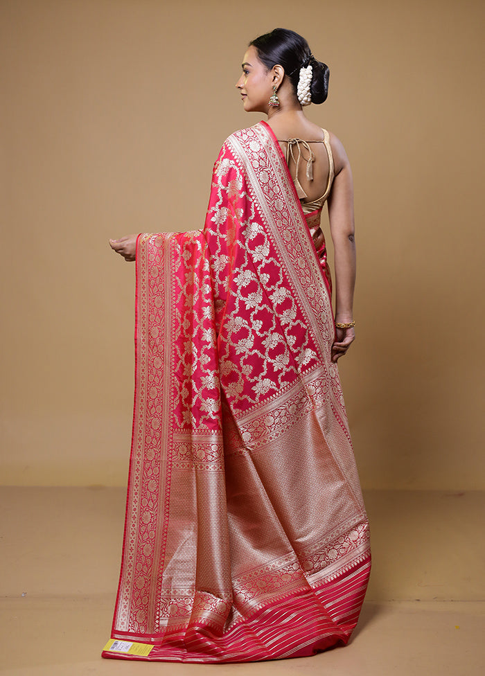 Pink Uppada Silk Saree With Blouse Piece