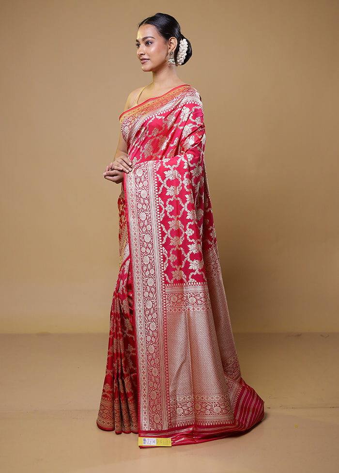 Pink Uppada Silk Saree With Blouse Piece