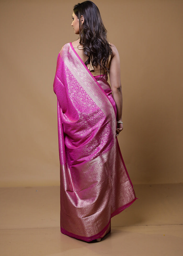 Pink Dupion Silk Saree With Blouse Piece