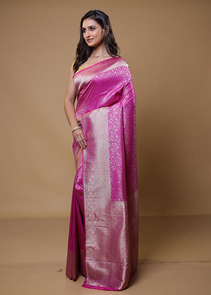 Pink Dupion Silk Saree With Blouse Piece