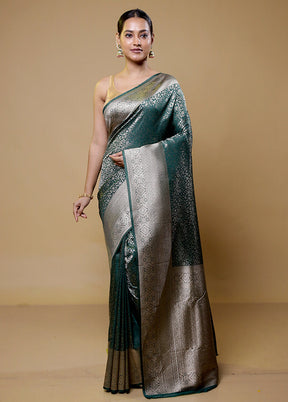 Green Dupion Silk Saree With Blouse Piece