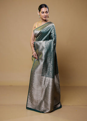 Green Dupion Silk Saree With Blouse Piece