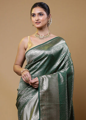 Green Dupion Silk Saree With Blouse Piece