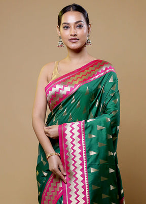 Blue Dupion Silk Saree With Blouse Piece