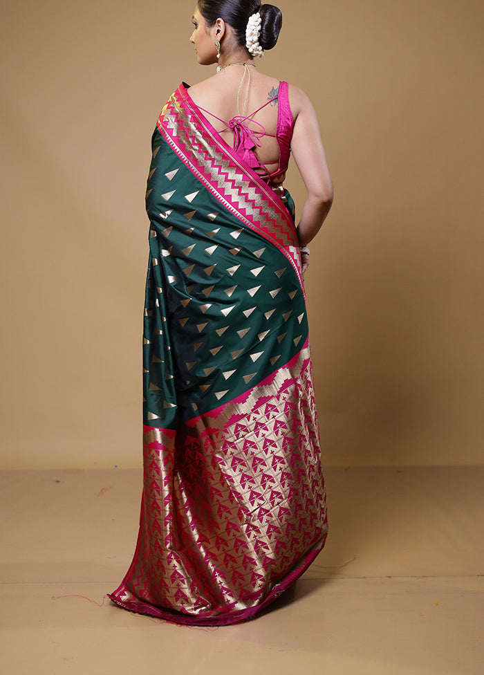 Green Dupion Silk Saree With Blouse Piece