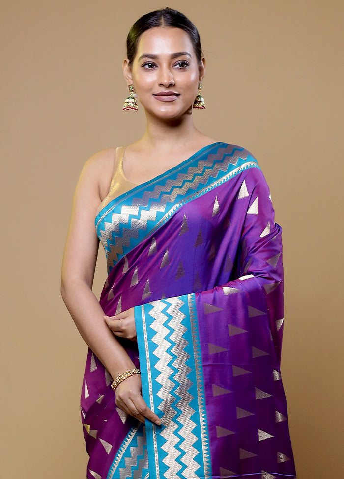 Purple Dupion Silk Saree With Blouse Piece