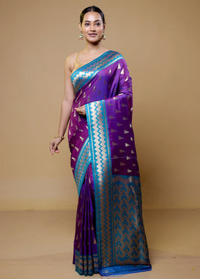 Purple Dupion Silk Saree With Blouse Piece