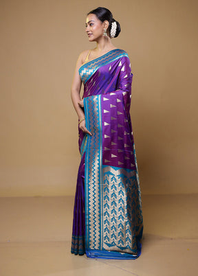 Purple Dupion Silk Saree With Blouse Piece