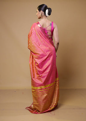 Pink Dupion Silk Saree With Blouse Piece