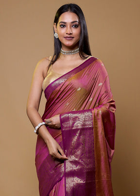 Purple Dupion Silk Saree With Blouse Piece