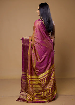 Purple Dupion Silk Saree With Blouse Piece