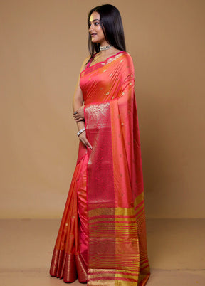 Pink Dupion Silk Saree With Blouse Piece