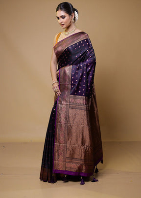 Purple Dupion Silk Saree With Blouse Piece