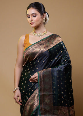 Green Dupion Silk Saree With Blouse Piece