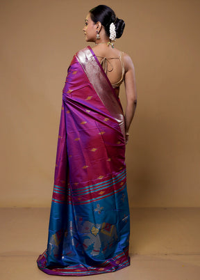 Purple Dupion Silk Saree With Blouse Piece