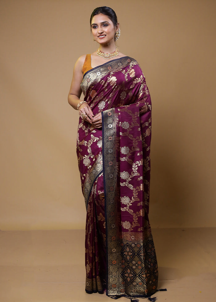 Purple Dupion Silk Saree With Blouse Piece