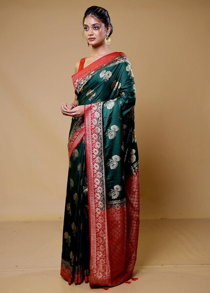 Green Dupion Silk Saree With Blouse Piece