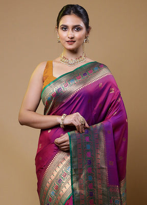 Purple Dupion Silk Saree With Blouse Piece