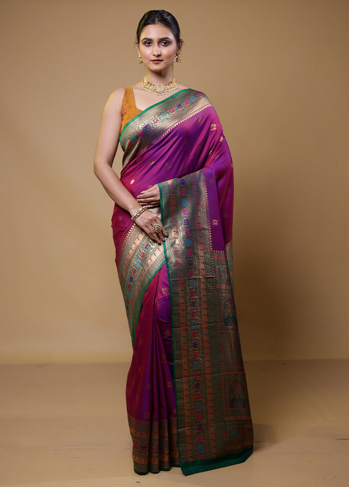 Purple Dupion Silk Saree With Blouse Piece