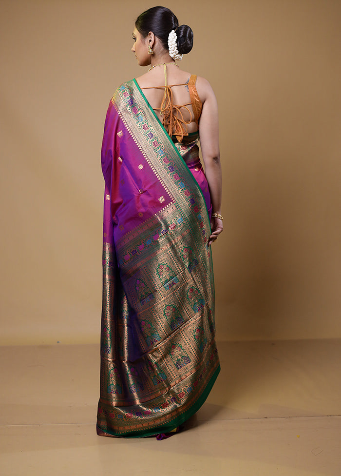 Purple Dupion Silk Saree With Blouse Piece