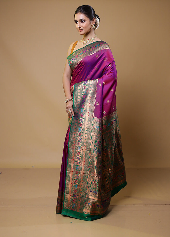 Purple Dupion Silk Saree With Blouse Piece