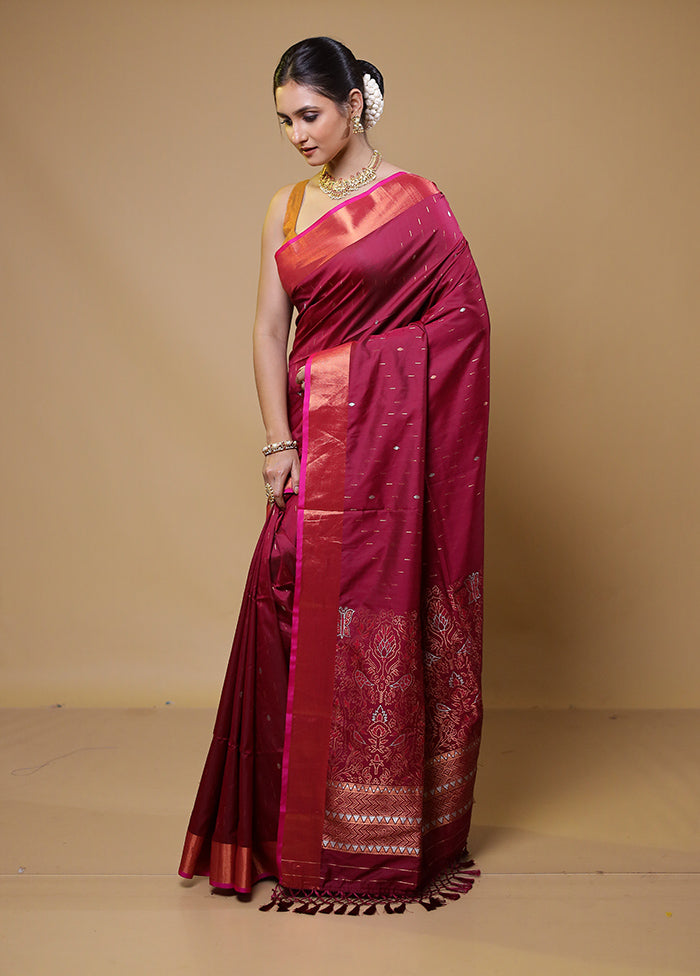 Pink Dupion Silk Saree With Blouse Piece